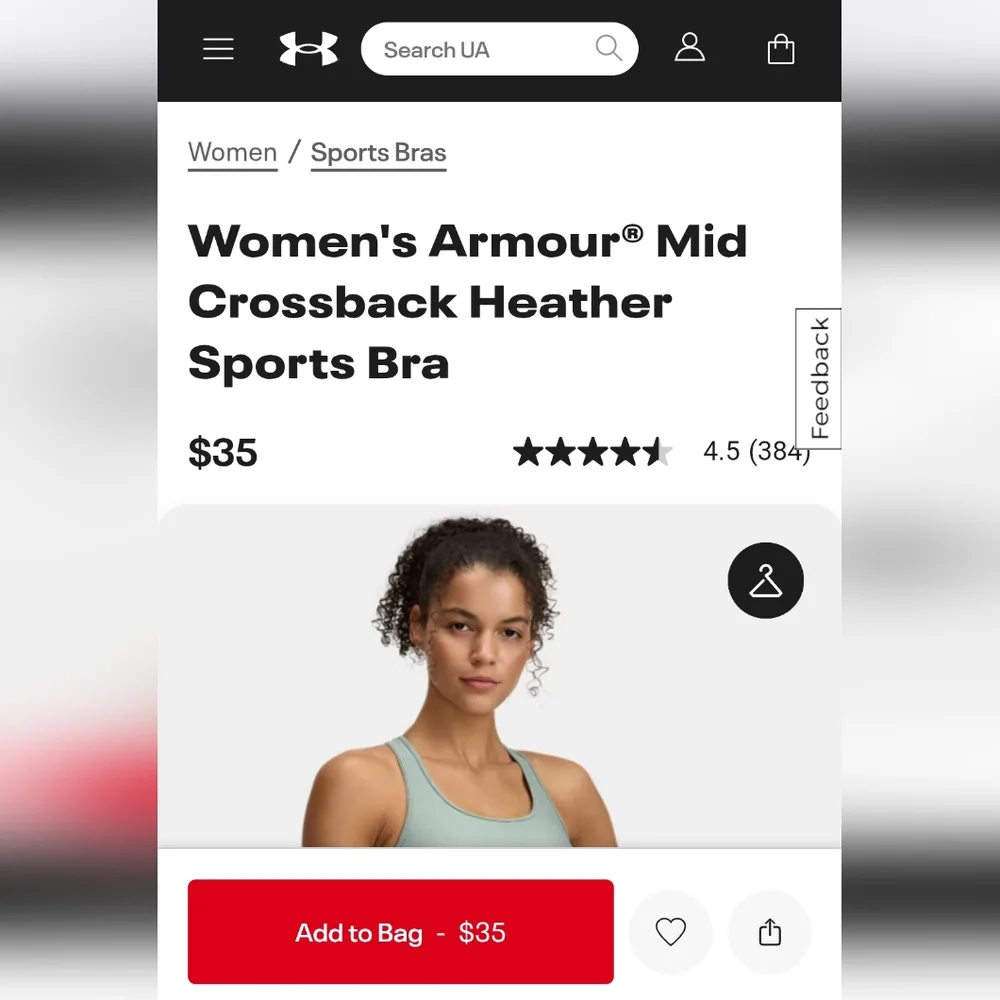 SOLD Under Armour Mid Crossback sports bra - Picture 6 of 8